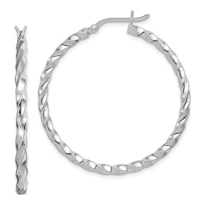 Sterling Silver 40mm Twisted Hoop Earrings