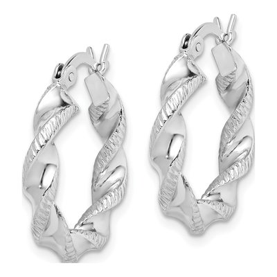 Sterling Silver Twisted Hoop Earrings, 20mm – view 3