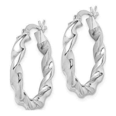 Sterling Silver 25mm Twisted Hoop Earrings – view 3