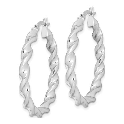 Sterling Silver 35mm Twisted Hoop Earrings – view 3