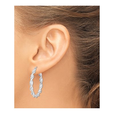 Sterling Silver 35mm Twisted Hoop Earrings – view 4