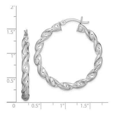 Sterling Silver 35mm Twisted Hoop Earrings – view 5