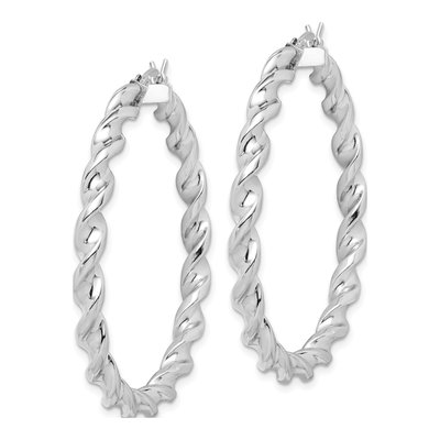 Sterling Silver 45mm Twisted Hoop Earrings – view 3