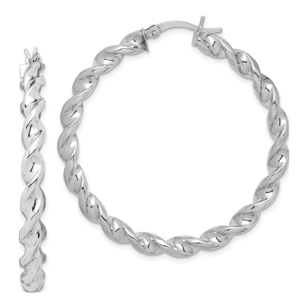 Sterling Silver Twisted Hoop Earrings, 45mm