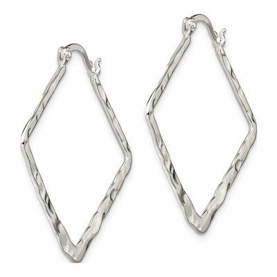Sterling Silver 33mm Hammered Square Hoop Earrings – view 3