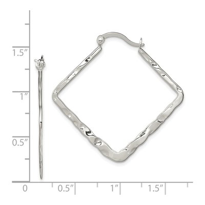 Sterling Silver 33mm Hammered Square Hoop Earrings – view 5