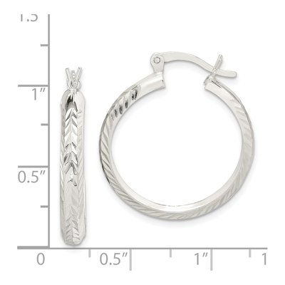 Sterling Silver 20mm Diamond-Cut Round Hoop Earrings – view 5