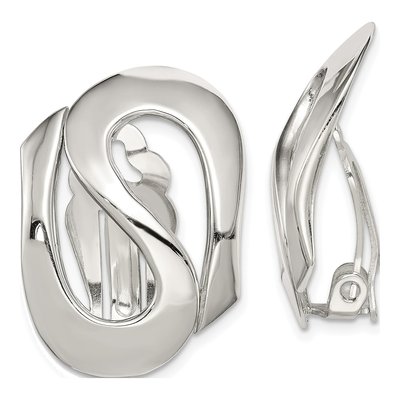 Sterling Silver Non-Pierced Fancy Stud Earrings