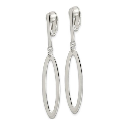 Sterling Silver Non-Pierced Oval Dangle Earrings – view 3