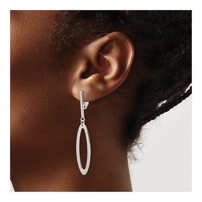 Sterling Silver Non-Pierced Oval Dangle Earrings – view 4