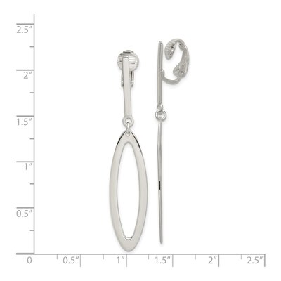 Sterling Silver Non-Pierced Oval Dangle Earrings – view 5