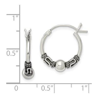 Sterling Silver 17mm Antiqued Hoop Earrings – view 5