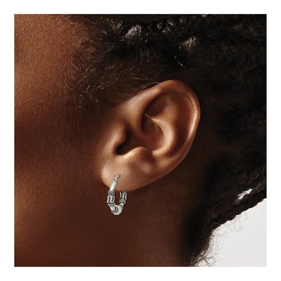 Sterling Silver 18mm Antiqued Hoop Earrings – view 4