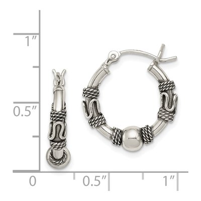 Sterling Silver 18mm Antiqued Hoop Earrings – view 5