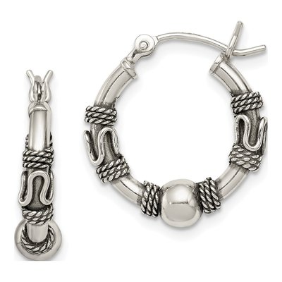 Sterling Silver 18mm Antiqued Hoop Earrings