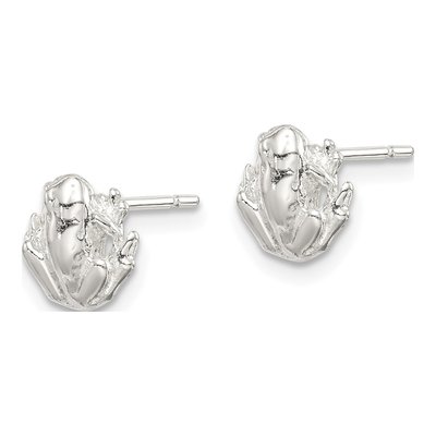 Sterling Silver Mini Frog for Girls Stud Earrings – view 3