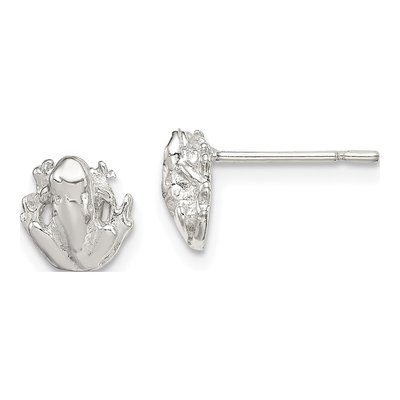 Sterling Silver Mini Frog for Girls Stud Earrings