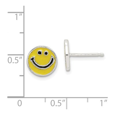 Sterling Silver Enamel Happy Face Stud Earrings – view 5