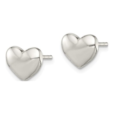 Sterling Silver Girls' Heart Stud Earrings – view 3