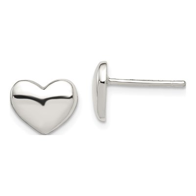 Sterling Silver Girls' Heart Stud Earrings