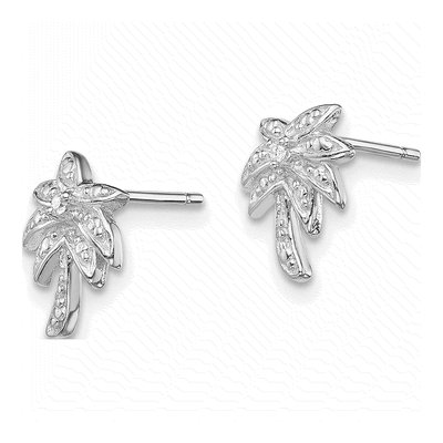 Sterling Silver CZ Palm Tree Stud Earrings – view 3