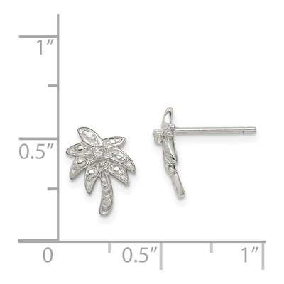 Sterling Silver CZ Palm Tree Stud Earrings – view 5