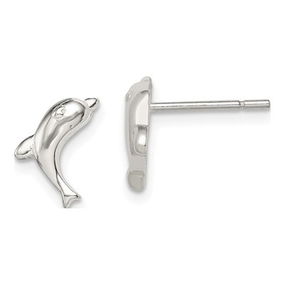 Sterling Silver Girls' Dolphin Stud Earrings