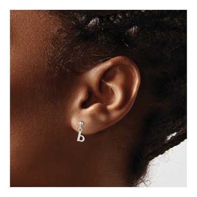 Sterling Silver Letter B Dangle Earrings – view 4