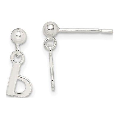 Sterling Silver Letter B Dangle Earrings