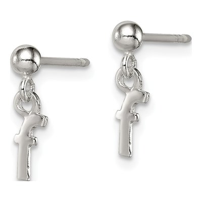 Sterling Silver Initial F Dangle Earrings – view 3