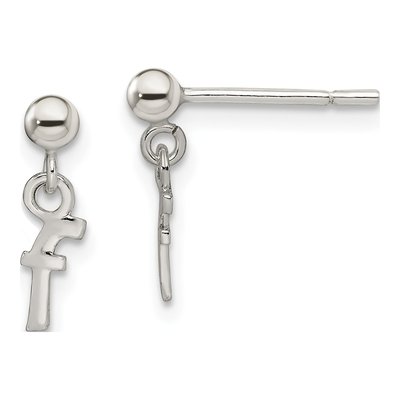Sterling Silver Initial F Dangle Earrings