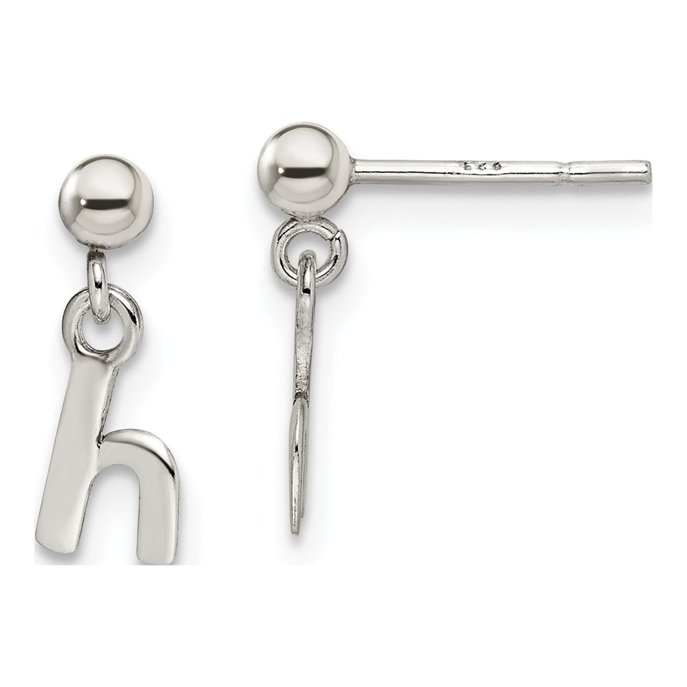 Sterling Silver Letter H Dangle Earrings
