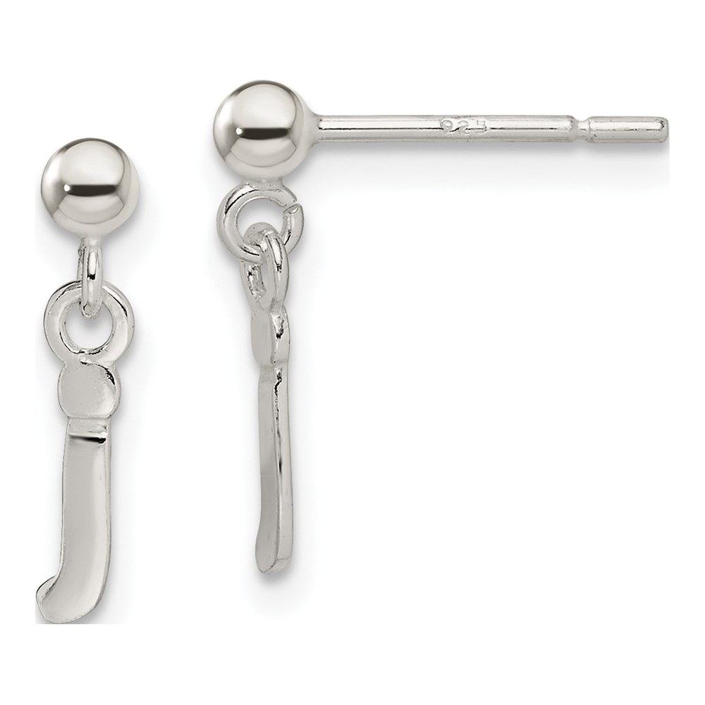 Sterling Silver Initial J Dangle Earrings
