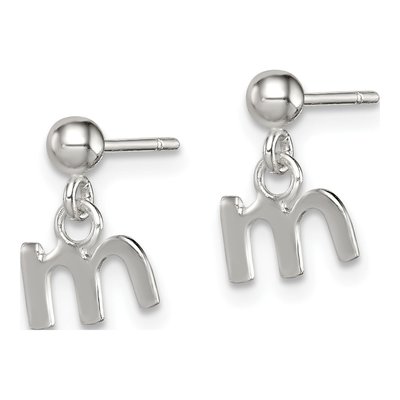 Sterling Silver Initial M Dangle Earrings – view 3