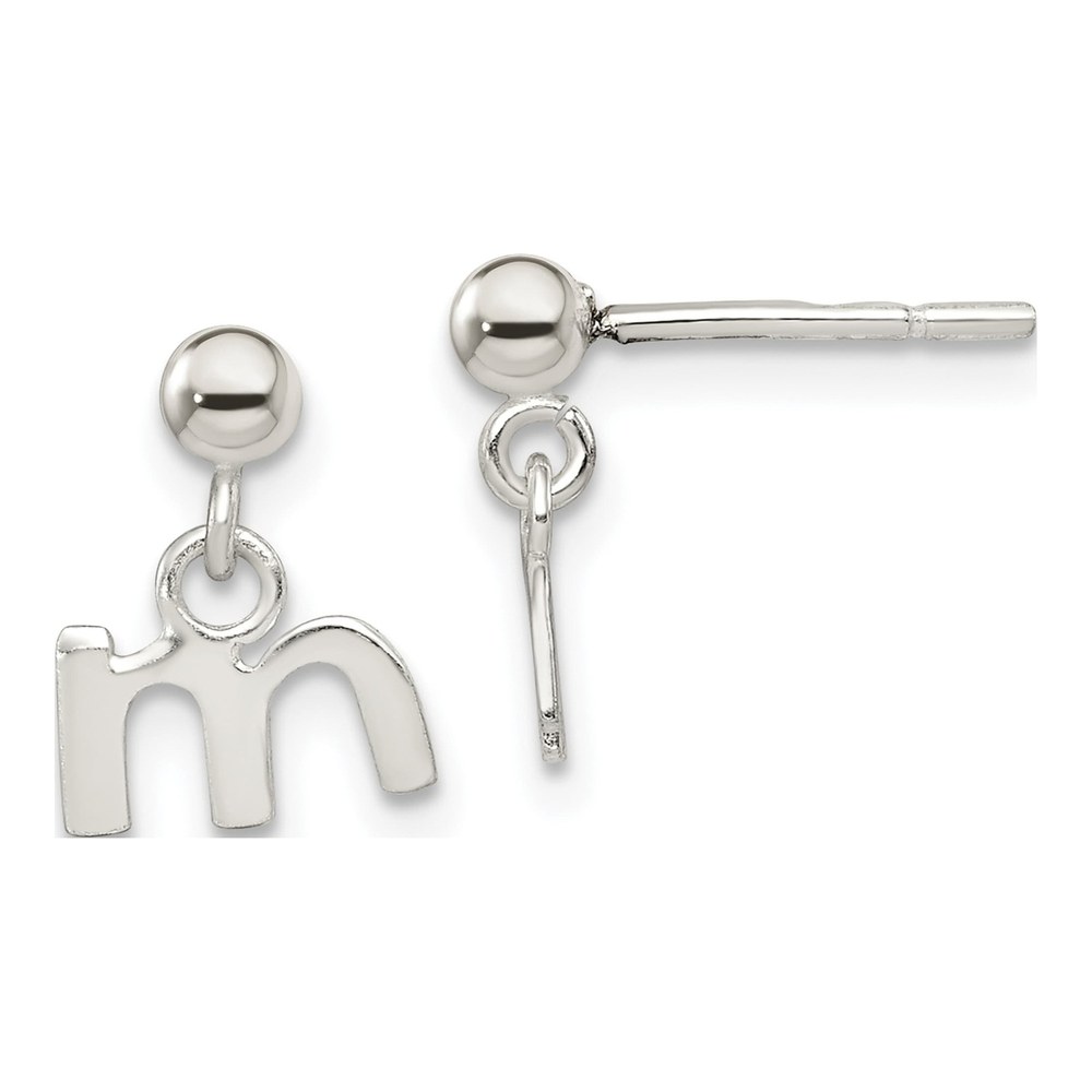 Sterling Silver Initial M Dangle Earrings