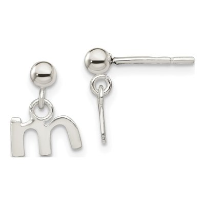 Sterling Silver Initial M Dangle Earrings