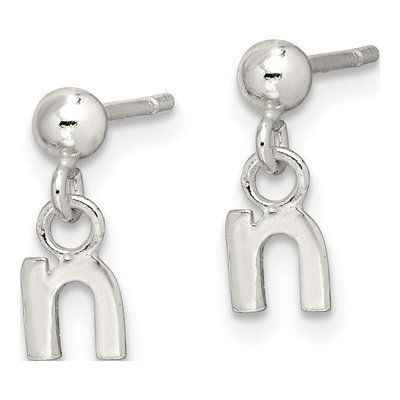 Sterling Silver Letter N Dangle Earrings – view 3