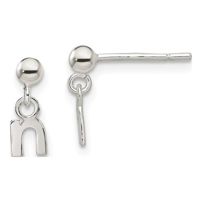 Sterling Silver Letter N Dangle Earrings