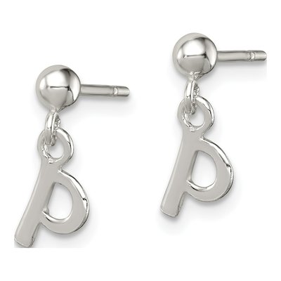 Sterling Silver Letter P Dangle Earrings – view 3