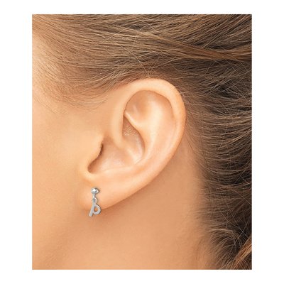 Sterling Silver Letter P Dangle Earrings – view 4