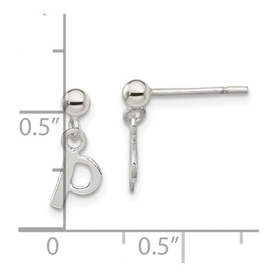 Sterling Silver Letter P Dangle Earrings – view 5