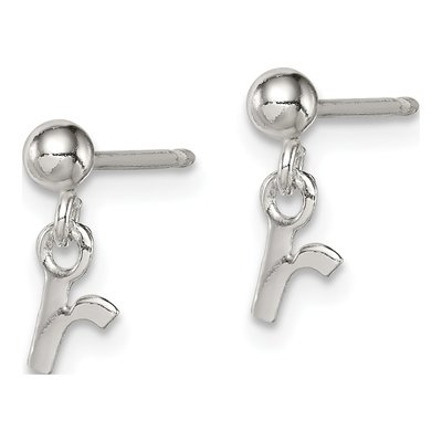 Sterling Silver Letter R Dangle Earrings – view 3