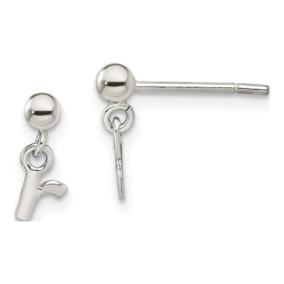 Sterling Silver Letter R Dangle Earrings