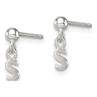 Sterling Silver Initial S Dangle Earrings – view 3