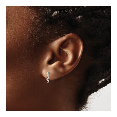 Sterling Silver Initial S Dangle Earrings – view 4