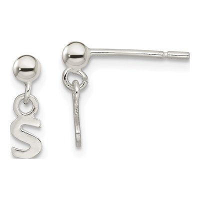 Sterling Silver Initial S Dangle Earrings