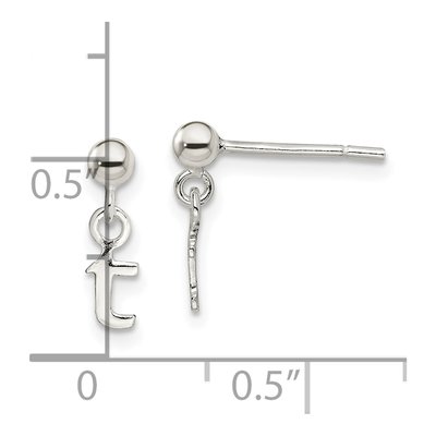 Sterling Silver Letter T Dangle Earrings – view 5