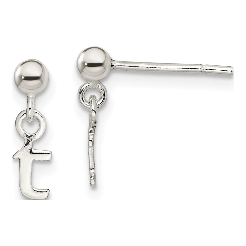Sterling Silver Letter T Dangle Earrings