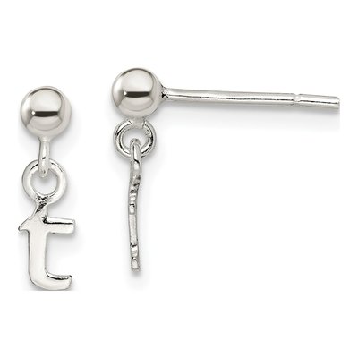 Sterling Silver Letter T Dangle Earrings