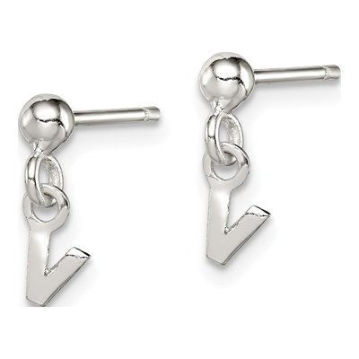 Sterling Silver Initial V Dangle Earrings – view 3